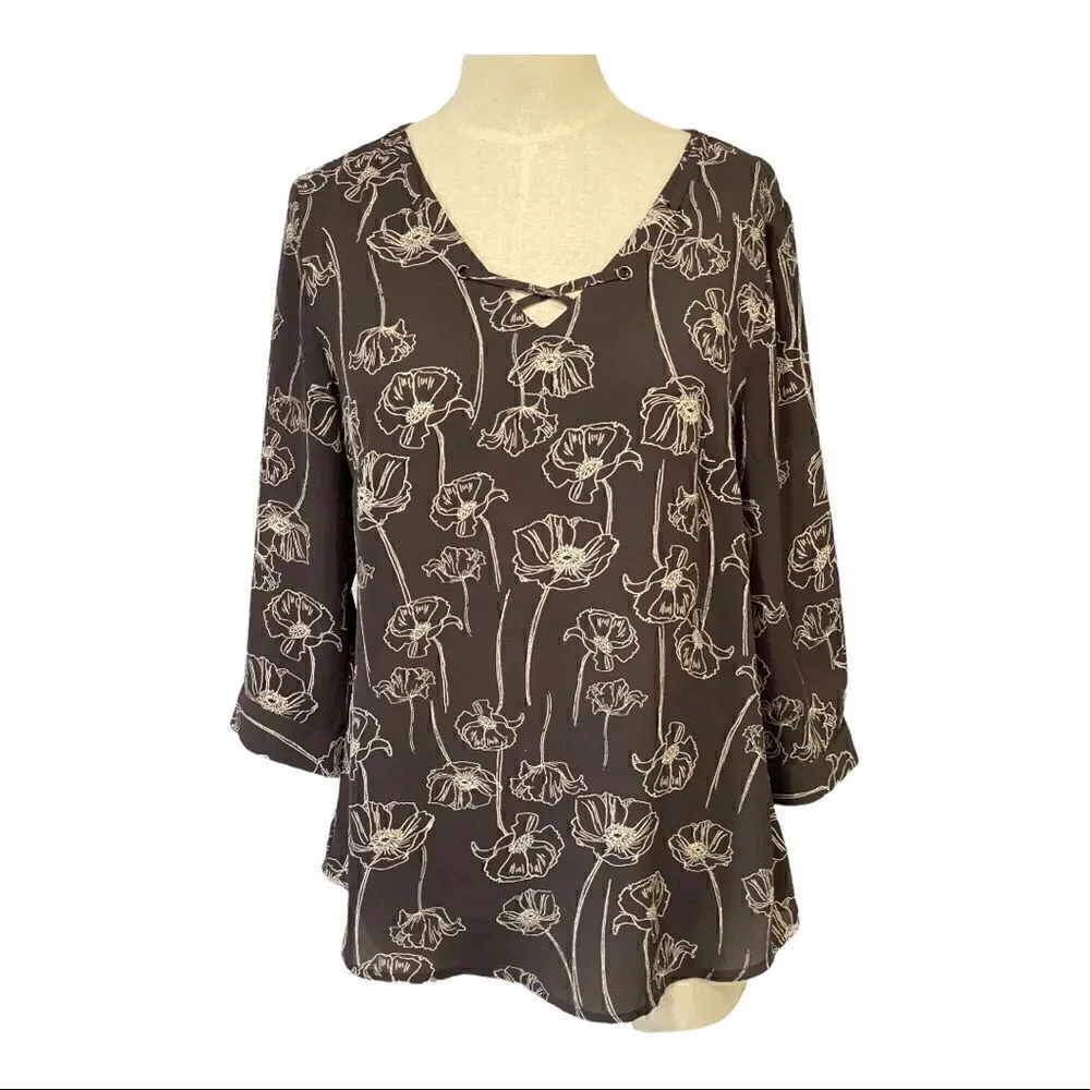 Maurice’s Gray Long Sleeve Popover Blouse